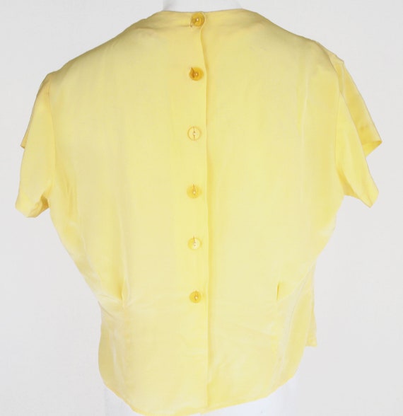 40s Yellow Rayon Blouse with Beautiful Corded Nec… - image 4