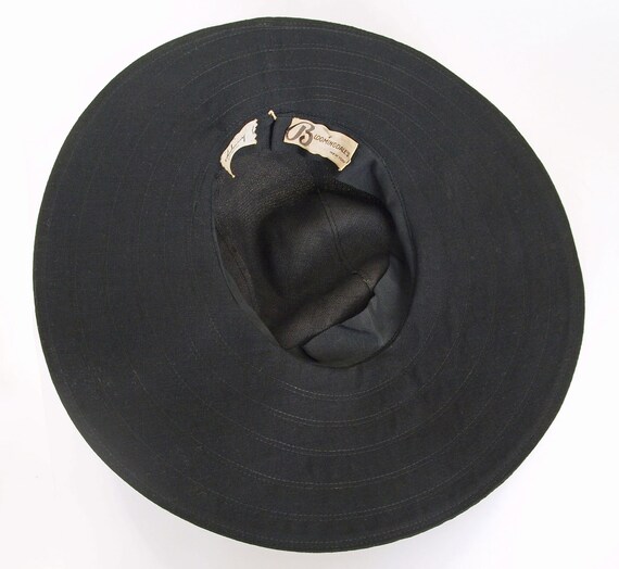 50s Wide Brim Black Flexible Fabric Hat by Debway… - image 5