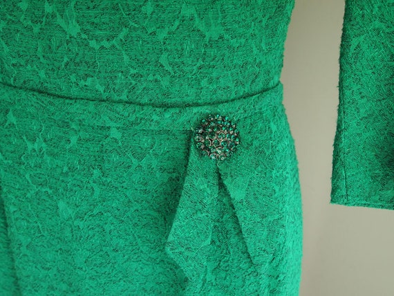 50s Green Cocktail Sheath Dress by R & K Original… - image 4