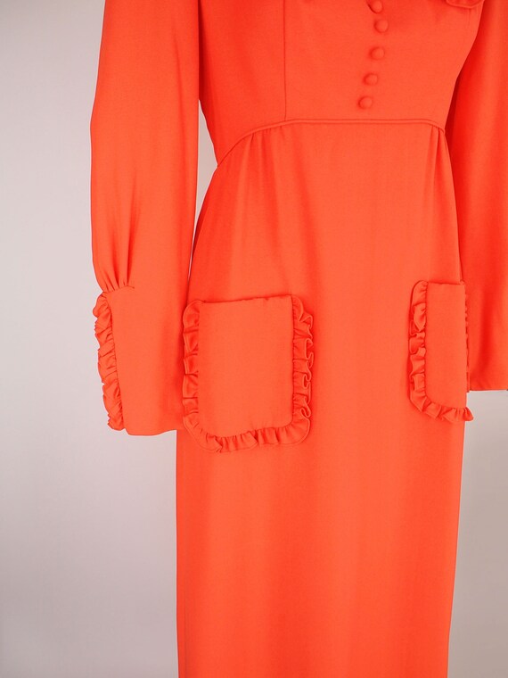 70s Orange Empire Waist Long Dress by Emma Domb S… - image 5