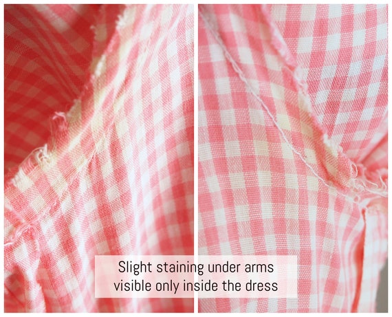 50s Pink Gingham Long Hostess Dress with Sash XS … - image 8