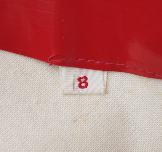 60s White & Red Shiny Patent Vinyl Dropped Waist … - image 8