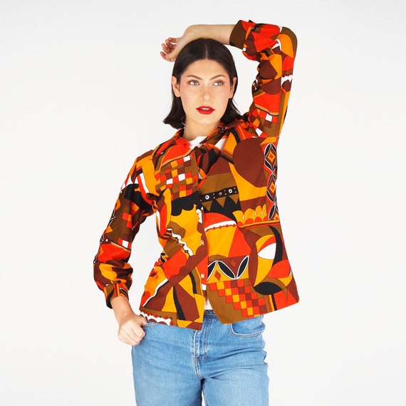 Orange and Brown 70's Groovy Shirt Orange and Brown 70's Groovy Shirt