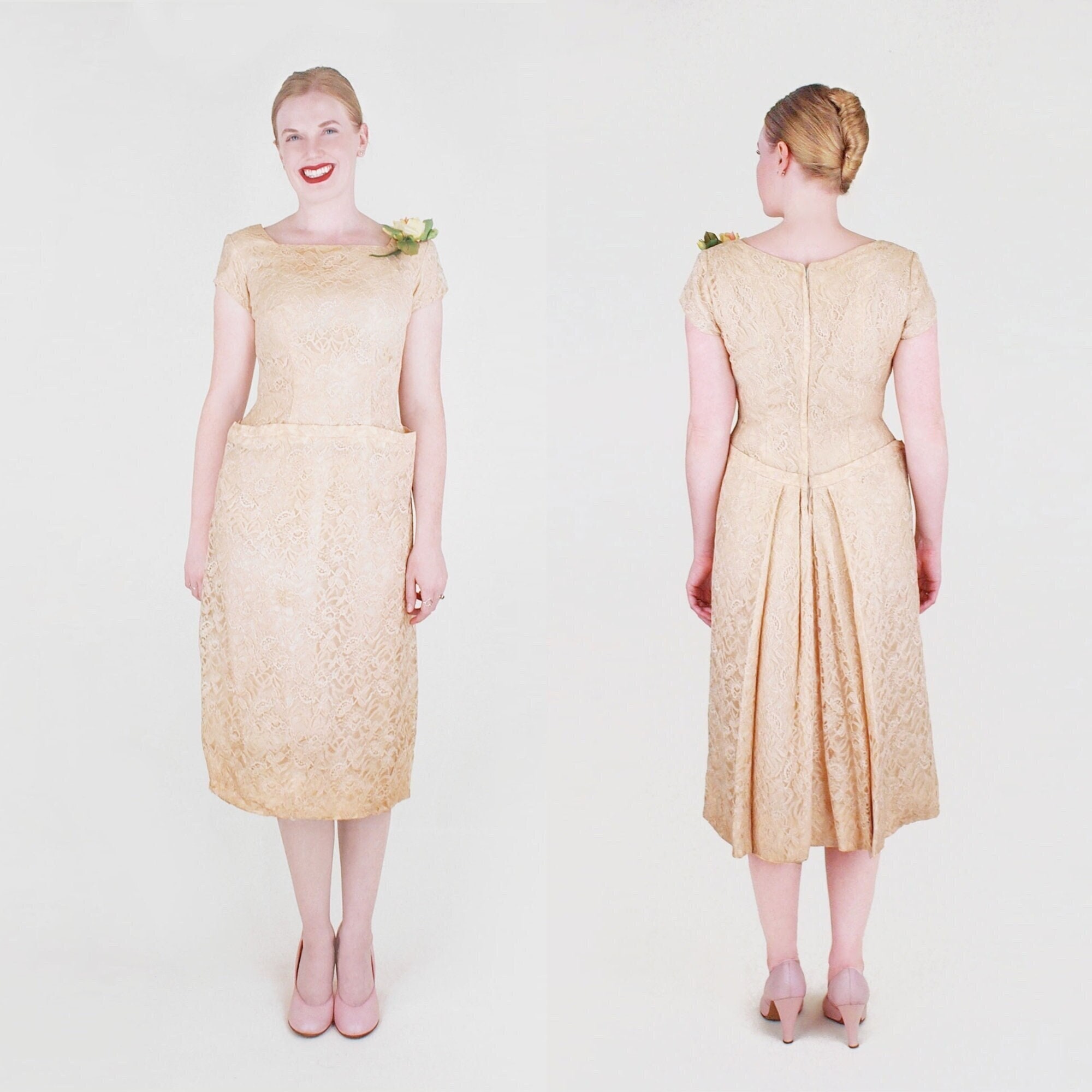 How to accessorize a beige lace dress deals