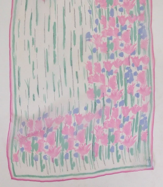 60s Vera Neumann Pink & Blue Flower Print Print V… - image 3