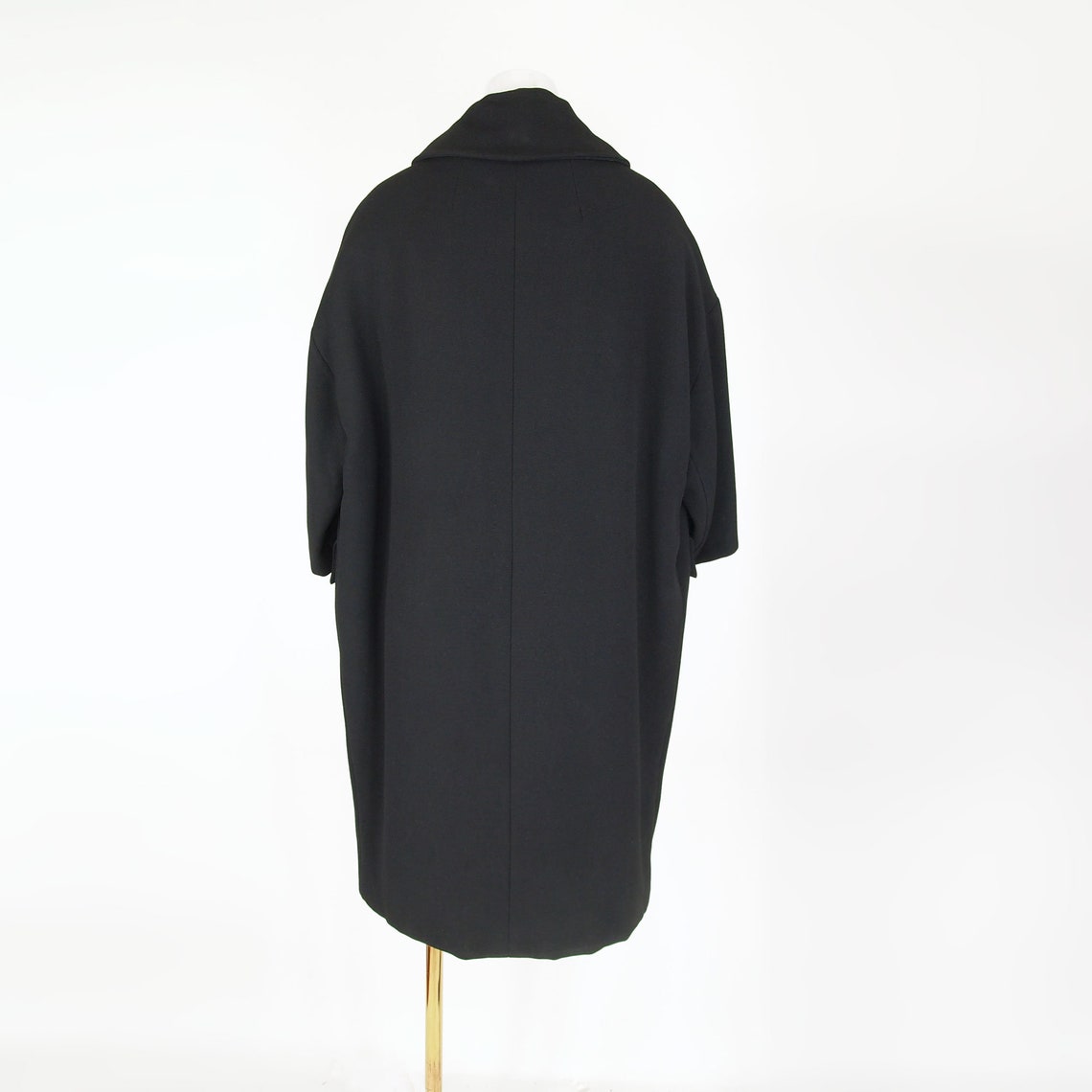 Late 50s 60s Black Winter Weight Wool Bengaline Coat With Big - Etsy