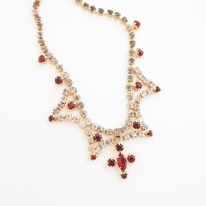Vintage Clear & Red Rhinestone Adjustable Choker Necklace - VFG Member