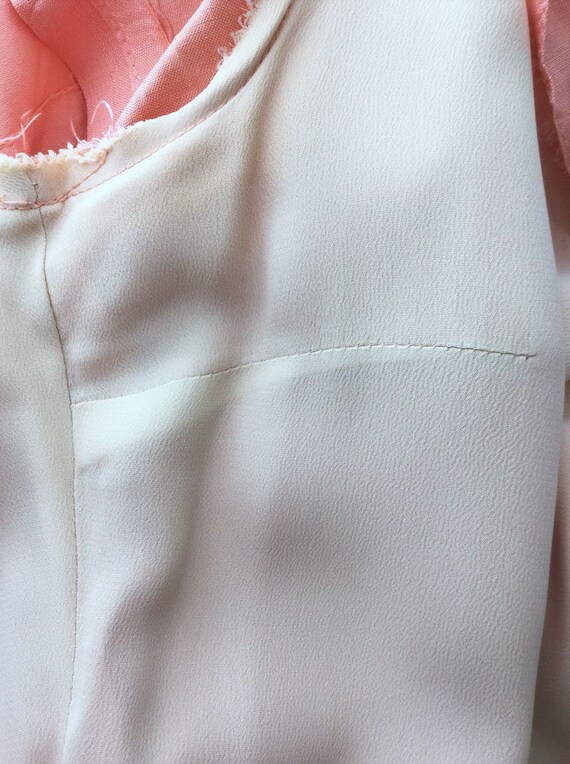 60s Peach Silk Sheath Dress & Light Coat with She… - image 7