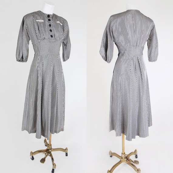 Late 40s Iridescent Gingham Dress S • Shimmering … - image 4