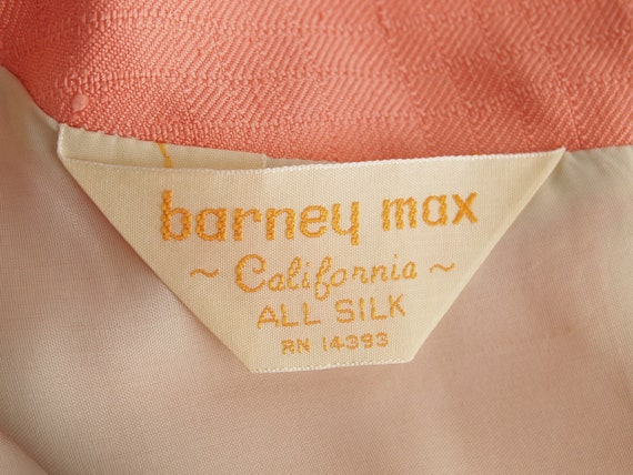 60s Peach Twilled Silk Shift Dress Barney Max S •… - image 6