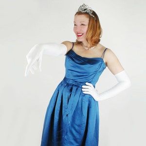 50s Blue Silk Satin Long Dress by Helga Incredible Construction S VFG image 2