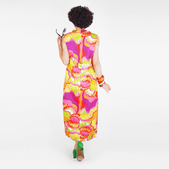 70s Wild Bright Print Cotton Long Dress by Alex C… - image 4