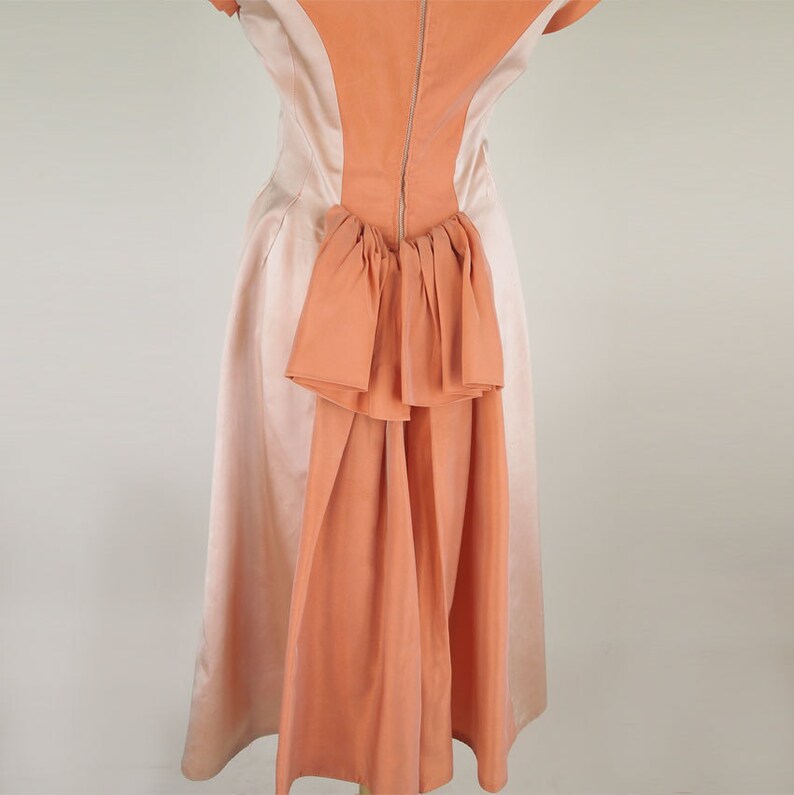 50s Iridescent Peach & Orange Satin Party Dress / Formal S Etsy