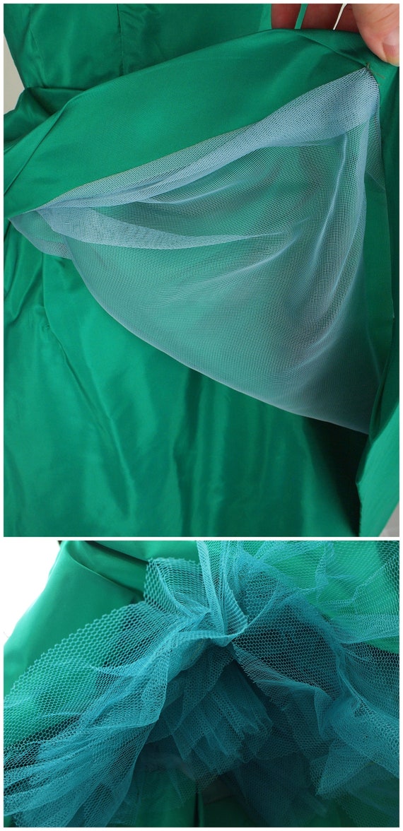 50s Green Taffeta Party Dress with Draping by Emm… - image 6