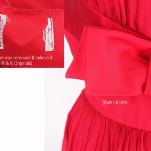 50s Red Chiffon and Satin Full Skirt Party Dress XS VFG image 6