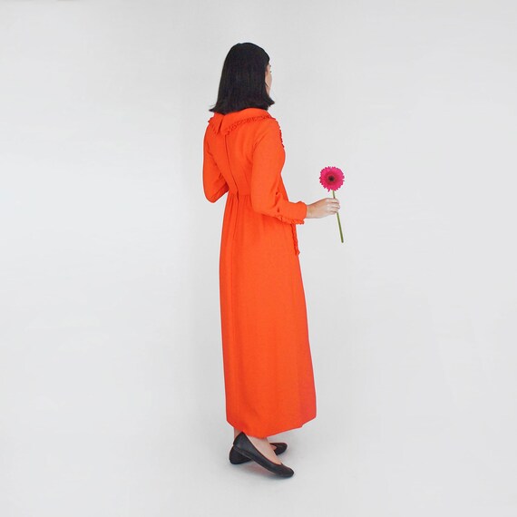 70s Orange Empire Waist Long Dress by Emma Domb S… - image 2