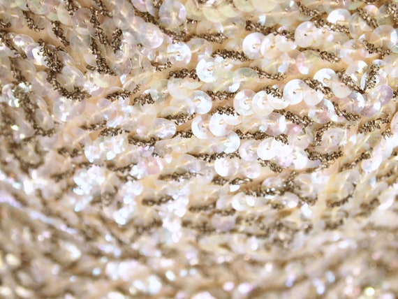 50s Opalescent Sequin Covered Cream Soft Wool Fel… - image 3