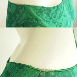 50s Green Print Layered Silk Chiffon Full Skirt Dress by Dauphine As-Is L VFG image 5