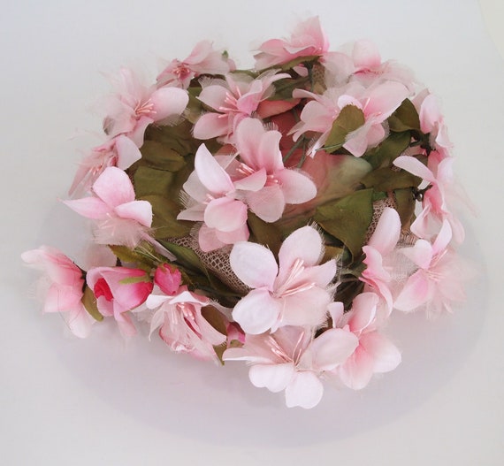 60s Pink Flowers Pillbox Hat by Michael Terre • V… - image 2