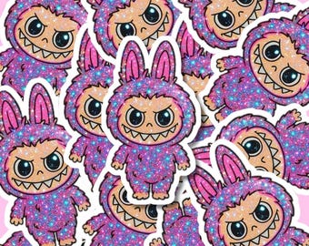 Galaxy Glitter Monster Bunny Sticker: Waterproof Laptop Decal