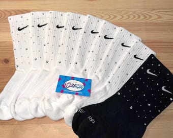 1 Paar Nike-Socken mit Kristallverzierungen | Glitzernde, individuell gestaltbare Streetwear-Knöchelsocken