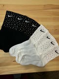 Crystal Embellished Nike Crew Socks | Bling Nike Socks | Sparkly Custom Streetwear