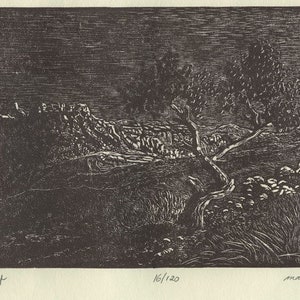 First Light Wood Engraving Southwest Sunrise Somewhere Near Capitol Reef Utah image 1