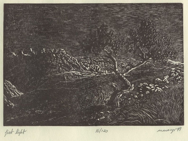 First Light Wood Engraving Southwest Sunrise Somewhere Near Capitol Reef Utah image 1