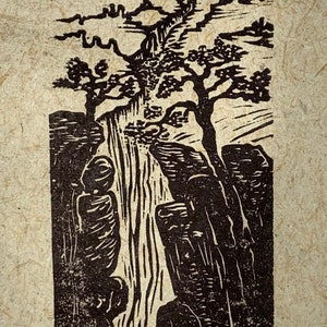 Choose your SET 1-9 Original Woodcut Prints Trees National Park Canyon Hiker Landscapes image 7