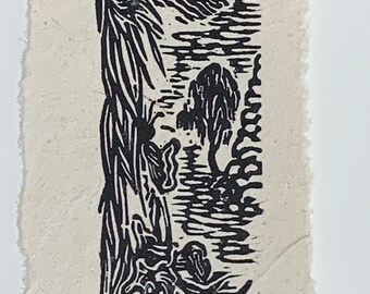 Mojave Willow Small Original Woodcut from Desert Trees Landscape Collection