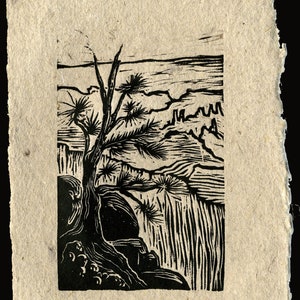 Choose your SET 1-9 Original Woodcut Prints Trees National Park Canyon Hiker Landscapes image 5