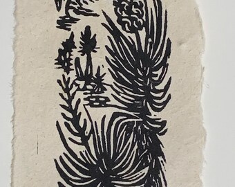 Spanish Bayonet Yucca Small Original Woodcut from Desert Trees Landscape Collection