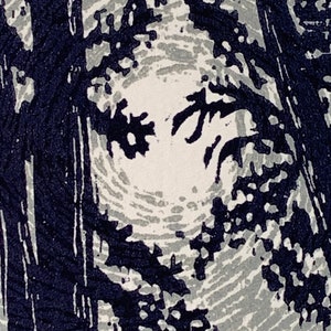 Original Woodcut Print Night Pine Trees Silver Moon Light All is Calm image 5