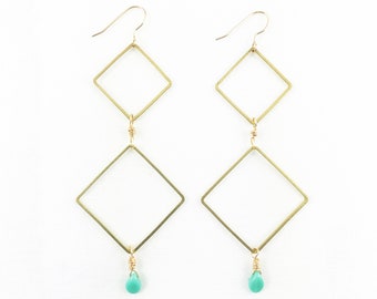 Falling Diamonds Dangle Earrings - Summer Fashion - Statement - Lightweight - Dainty  -Elegant - Casual -Geometric - A+ Excellent Gift!