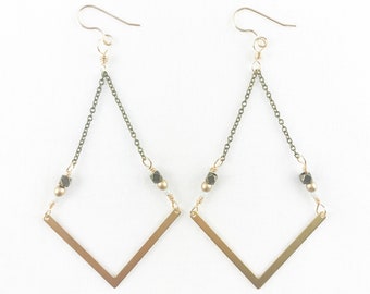 Brass Arrow Dangle Earrings - Casual - Lightweight - Dainty - Spring Fashion - Statement Earrings - Geometric - Great Gift!