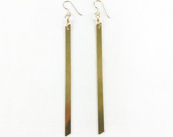 Long Brass Bars Dangle Earrings - Lightweight - Dainty  - Geometric -Elegant- Long - Statement - Summer Fashion - Casual - A+ Super Gift!