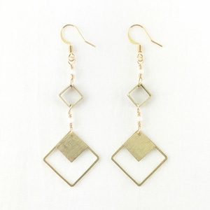 Descending Diamonds Brass Dangle Earrings - Winter Fashion Snowflakes - Statement -Lightweight - Dainty  - Elegant - Geometric - Great Gift!