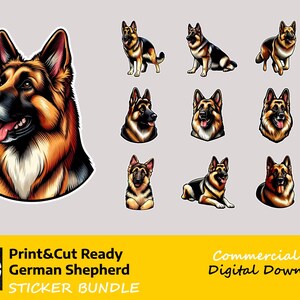 Deutscher Schäferhund Digitale Sticker Pack - 18 exklusive Hunderassen Clipart PNGs zum sofortigen Download!