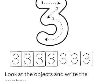 10 Number tracing worksheets, preschool worksheets 0-10 Printable Number Tracing Kids Tracing Handwriting Practice Books Number Download PDF