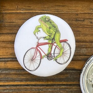 Frog Button Pin – Cute Hand-Drawn Frog Accessory for Backpacks, Jackets, or Hats, 1.25” Matte Finish Cottagecore Pin