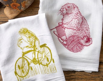 Frog and Marmot Tea Towel Set