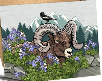 Bighorn Sheep Blank Greeting Card