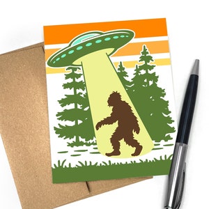 UFO Blank Greeting Card – Funny Alien Spaceship Card for Birthdays, Just Because, or Sci-Fi Fans