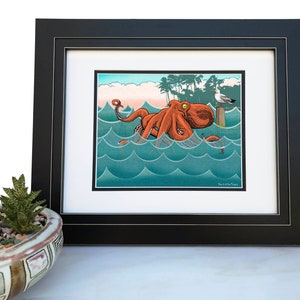 Octopus Art Print: Vibrant Nautical Illustration