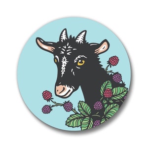 Goat Button Pin – Funny Farm Animal Accessory for Backpacks, Jackets, or Totes, 1.25” Hand-Drawn Matte Pin