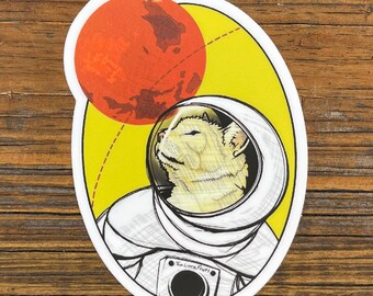 Pegatina de gato espacial / Calcomanía de vinilo impermeable para gatito astronauta / Regalo para amantes de los gatos