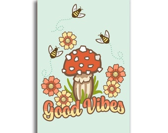 Mushroom Fridge Magnet - Good Vibes