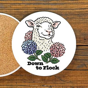 Posavasos de oveja divertido: posavasos de cerámica con juego de palabras de animales de granja
