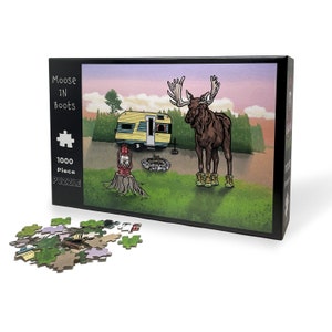 Moose In Boots Jigsaw Puzzle: 1000 Piece Camping Scene (Slightly Damaged Box)
