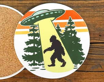 UFO and Sasquatch Drink Coaster
